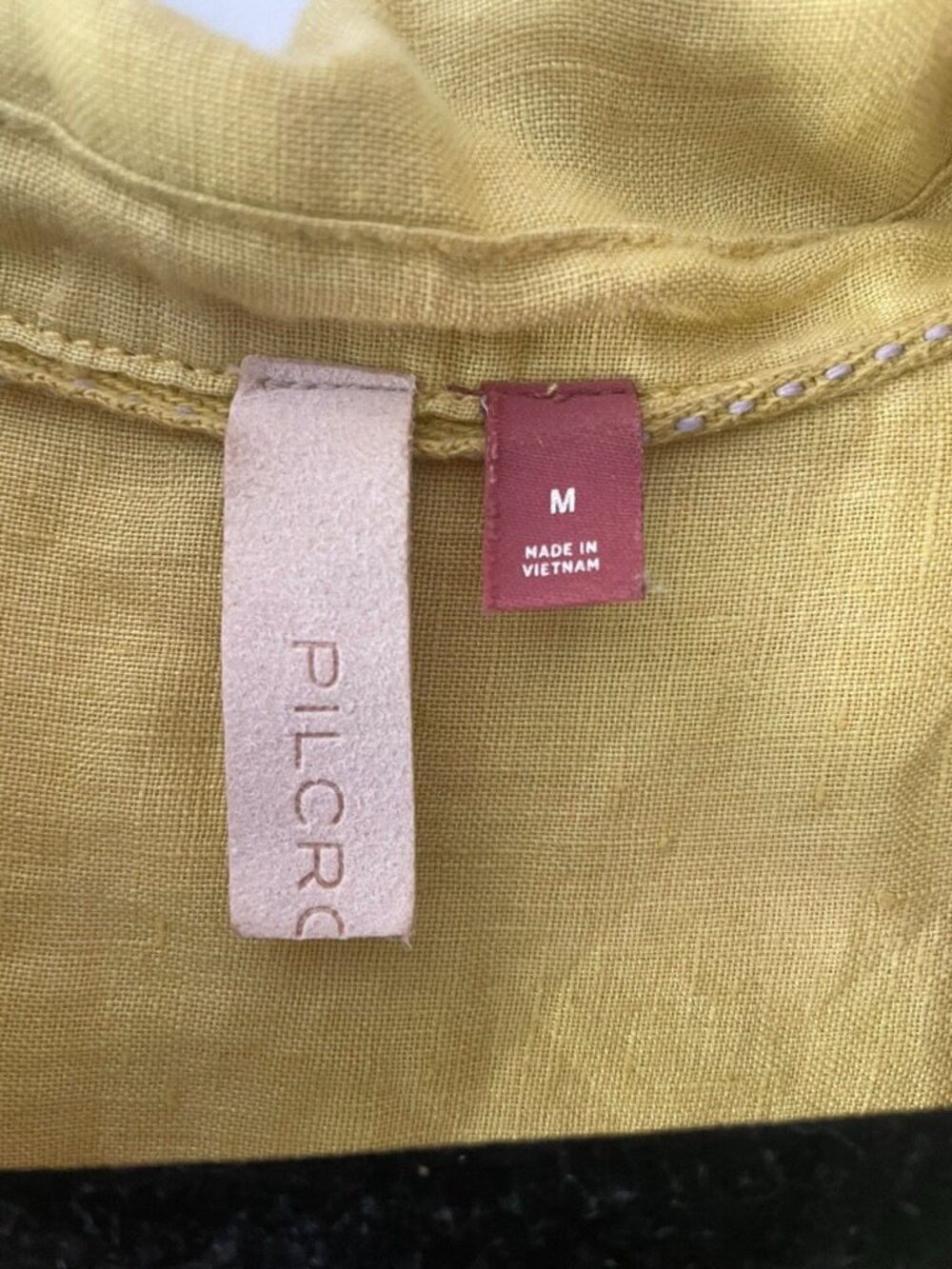 Anthropologie Pilcro Linen Button Down Shirt Yellow Size M - Picture 4 of 4